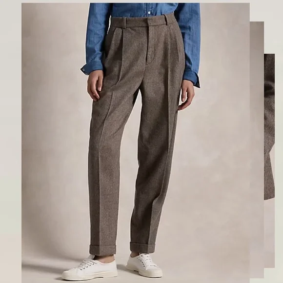 ralph lauren herringbone wool tapered pant - Picture 5 of 8